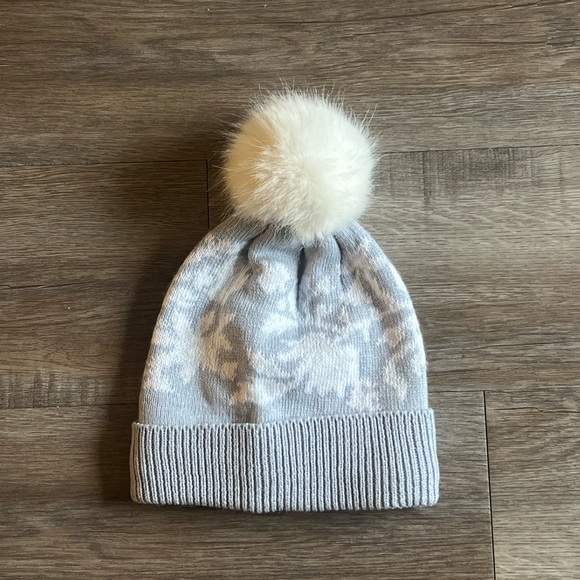 Vera Bradley Accessories - Vera Bradley Light Gray Knit Beanie with White Pom-Pom
